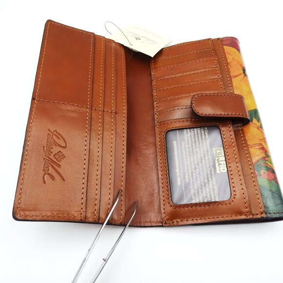 PATRICIA NASH Agira Genuine Floral Multi/Tan Color Leather Wallet - Picture 6 of 8
